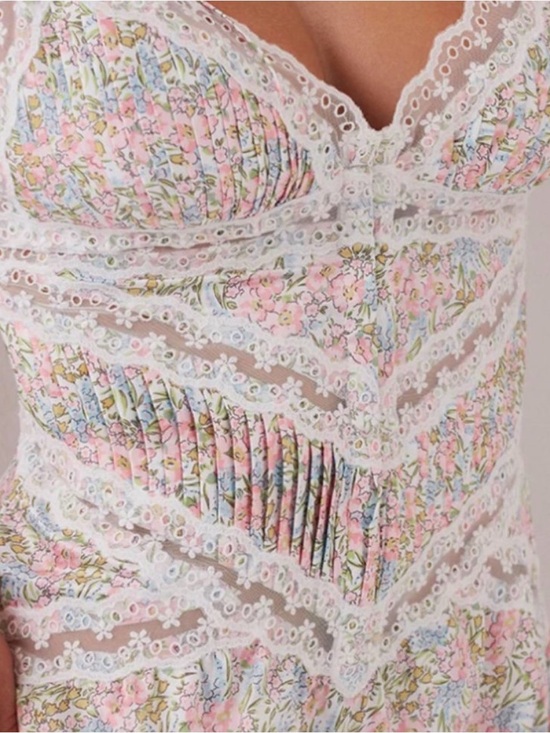 For Love And Lemons Dresses & Skirts - For Love & Lemons Floral Lace Mini Dress in White, Pink, Blue